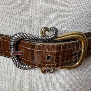 Vintage Leather Belt Silver And Gold Size S / M